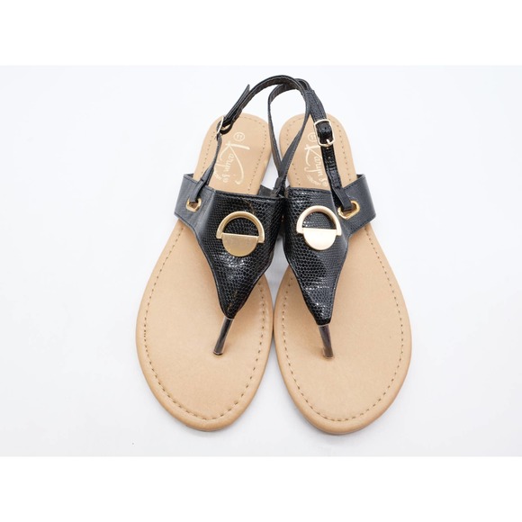 Karyns Collections Womens 11 Slingback Sandals Black Snake Embossed Faux Leather - Picture 8 of 10